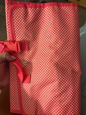 Thirty-One Pink Gingham Foldable Organizer Clutch Jewelery